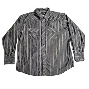 Wrangler Western Pearl Snap Cowboy Rodeo Button Shirt Men's Size XXL Black Gray